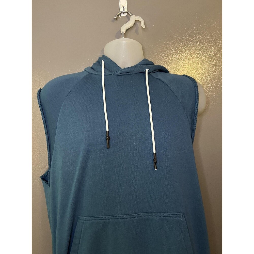 Under Armour Hoodie Mens Large Blue Sleeveless Fleece Pullover Gym Training